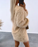 Fluffy Long Sleeve Casual Dress