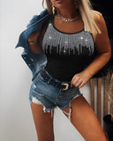 Rhinestone Decor Skinny Tank Top