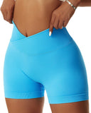 Overlap Waist Butt Lifting Running Active Shorts