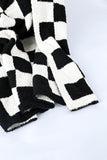 Color black Plush Checkered Print Sofa Blanket 127*152cm