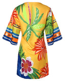 Tropical Print Boat Neck Casual Dress