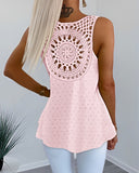 Floral Pattern Contrast Lace Tank Top