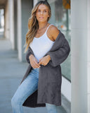 Open Front Fluffy Knit Longline Cardigan