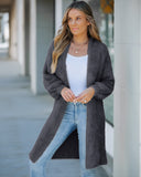 Open Front Fluffy Knit Longline Cardigan