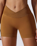 Overlap Waist Butt Lifting Running Active Shorts