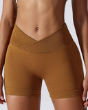 Overlap Waist Butt Lifting Running Active Shorts