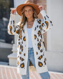 Leopard Pattern Longline Knit Cardigan