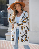 Leopard Pattern Longline Knit Cardigan