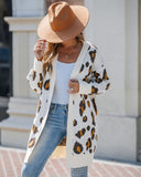 Leopard Pattern Longline Knit Cardigan