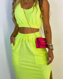 Crop Tank Top & Split Hem Skirt Set