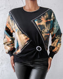 Abstract Tie Dye Pattern Pullover Sweater Cewneck Long Sleeve Tops