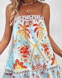 Coconut Tree Pineapple Print Cami Dress