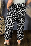 Leopard Leopard Print Wide Leg Pockets Plus Size Pants