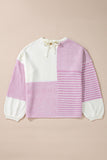 Bonbon Neutral Colorblock Tie Back Sweater