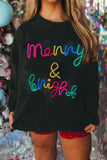 Black Tinsel Merry & Bright Round Neck Plus Size Sweater