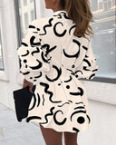 Abstract Print Buttoned Shirt Dress