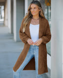 Open Front Fluffy Knit Longline Cardigan