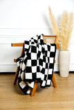 Color black Plush Checkered Print Sofa Blanket 127*152cm