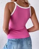 Contrast Paneled Ribbed Tank Top