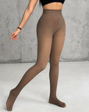 2 Pack High Waist Fleece Lined Tights Fake Translucent Thermal Pantyhose Leggings