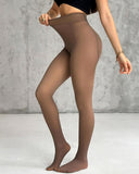 2 Pack High Waist Fleece Lined Tights Fake Translucent Thermal Pantyhose Leggings