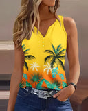 Tropical Coconut Tree Print Tank Top