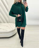 High Neck Batwing Sleeve Knit Sweater