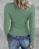 Notch Neck Long Sleeve Top