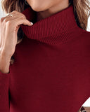 High Neck Long Sleeve Knit Sweater Fleece Lined Basic Layering Soft Thermal Top