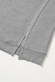 Gray Waffle knit Bishop Sleeve Split Oversized Top