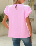 Cable Textured Puff Sleeve Top
