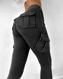 Pocket Design Ruched High Waist Sports Leggings