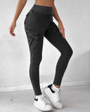 Pocket Design Ruched High Waist Sports Leggings