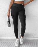 Pocket Design Ruched High Waist Sports Leggings