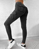 Pocket Design Ruched High Waist Sports Leggings