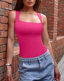 Asymmetrical Neck Sleeveless Tummy Control Bodysuit