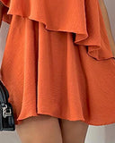 One Shoulder Ruffle Hem Mini Dress
