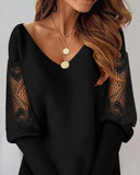 Contrast Lace Gigot Sleeve Casual Dress