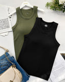 2 Piece Built in Bra Crewneck Tank Top Terry Towelling Lined Sleeveless Slim Fit Layering Shirt Tops