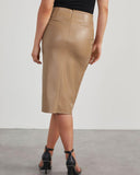 Twisted Slit PU Leather Asymmetrical Skirt