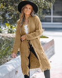 Open Front Tassel Design Knit Cardigan