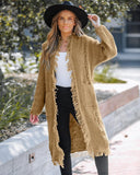 Open Front Tassel Design Knit Cardigan