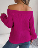 Off Shoulder Lantern Sleeve Knit Sweater