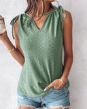 Eyelet Embroidery Chain Decor Drawstring Tank Top