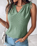 Eyelet Embroidery Chain Decor Drawstring Tank Top