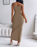 U Neck Spaghetti Strap Maxi Dress