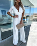 Plunge Wide Leg Jumpsuit