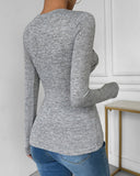 O neck Long Sleeve Twisted Slim Fit Top