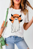 White GHOST HIM Bat Graphic Crewneck Halloween T Shirt