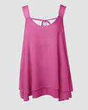 Love Heart Pattern Contrast Lace Layered Chiffon Tank Top